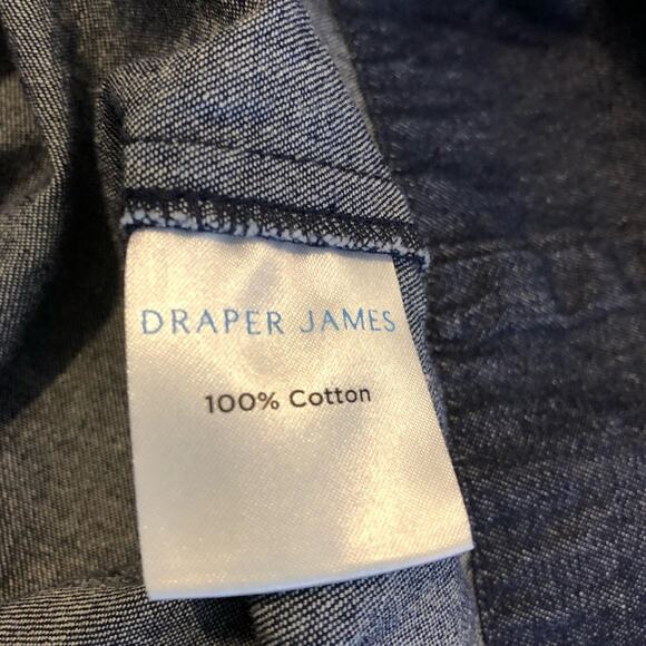 Draper James chambray denim blue ruffle front eyelet sleeve shift dress size 10 - Picture 9 of 15